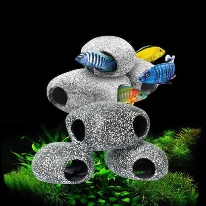 Cichlid Tin Aquarium Stone Decorations: Small, Medium, Large, And Extra-Large Sizes For Ponds, Shrimp Farms, And More