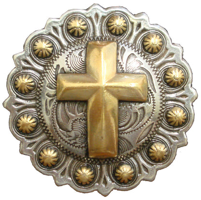 AJ Tack Gold Cross Berry Concho