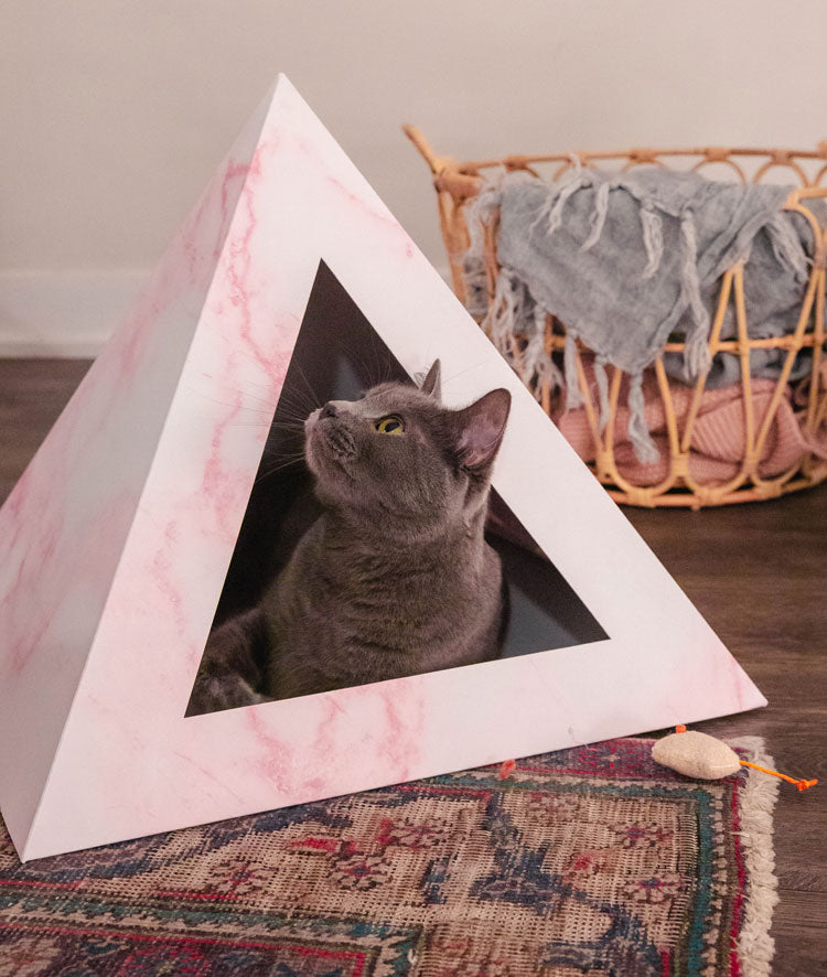 Rose Quartz Cardboard Cat Pyramid