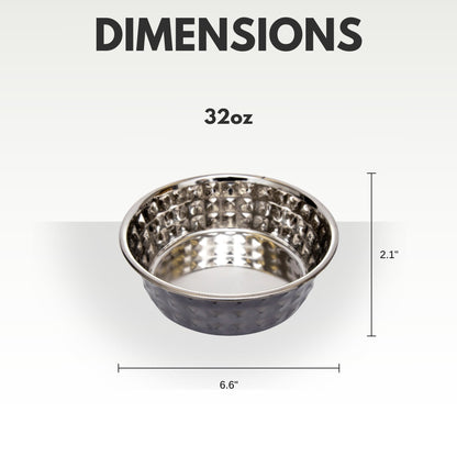 Country Living Set of 2 Hammered Stainless Steel Dog Bowls – Black Pearl