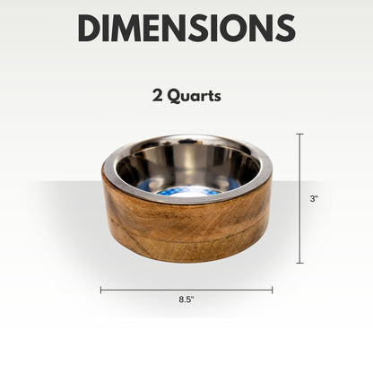 Country Living Stainless Steel Dog Bowl with Cylindrical Mango Wood Holder