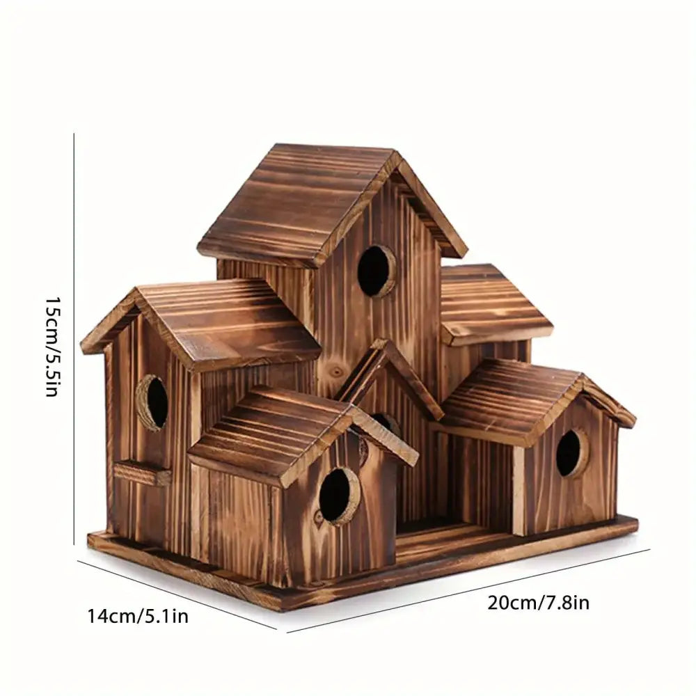 DecorBites™ Handmade 6-Hole Hanging Bird House