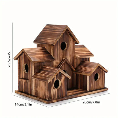 DecorBites™ Handmade 6-Hole Hanging Bird House