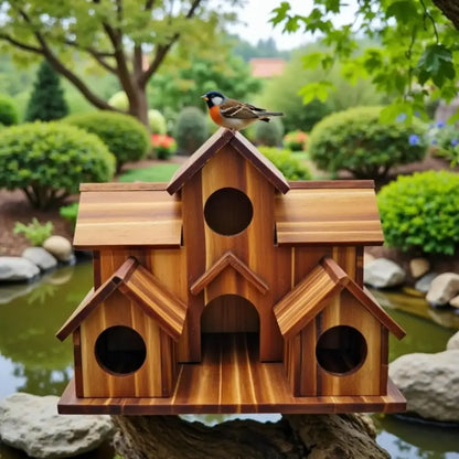 DecorBites™ Handmade 6-Hole Hanging Bird House