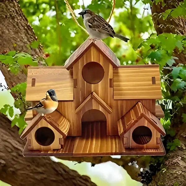 DecorBites™ Handmade 6-Hole Hanging Bird House
