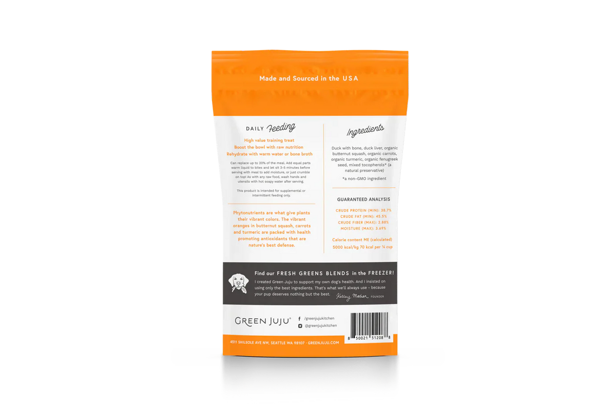 Green Juju Freeze Dried Duck Orange Whole Food Bites (7.5OZ)