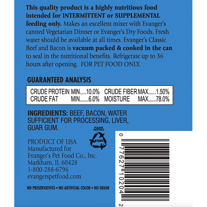 Evanger's All Life Stages Classic Beef & Bacon Wet Dog Food (12.5oz)