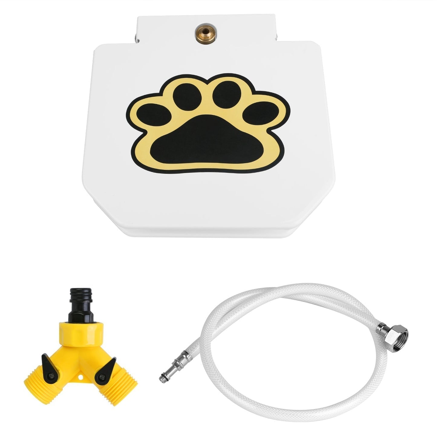 Outdoor dog water fountain with step-on activated interactive paw pedal valve for fresh drinking water