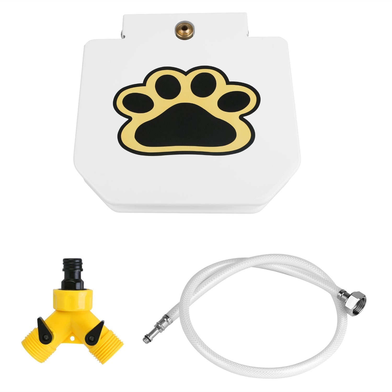 Outdoor dog water fountain with step-on activated interactive paw pedal valve for fresh drinking water