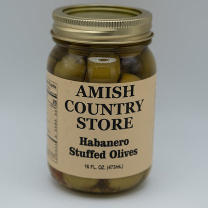 Habanero Stuffed Olives | Fiery Pantry Favorite | 16 oz.