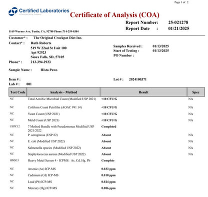 Hista Paws With Quercetin For Dogs And Cats