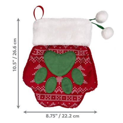 Holiday Paw Stocking Large – Festive Dog Stocking for Treats & Toys, Paw-Shaped, Polyester