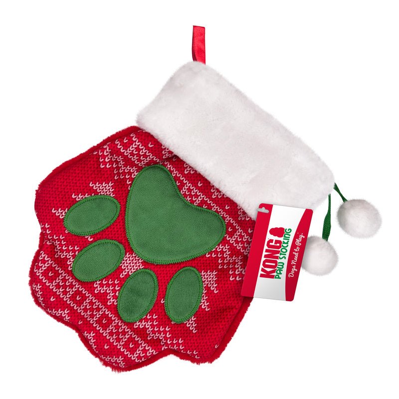Holiday Paw Stocking Large – Festive Dog Stocking for Treats & Toys, Paw-Shaped, Polyester