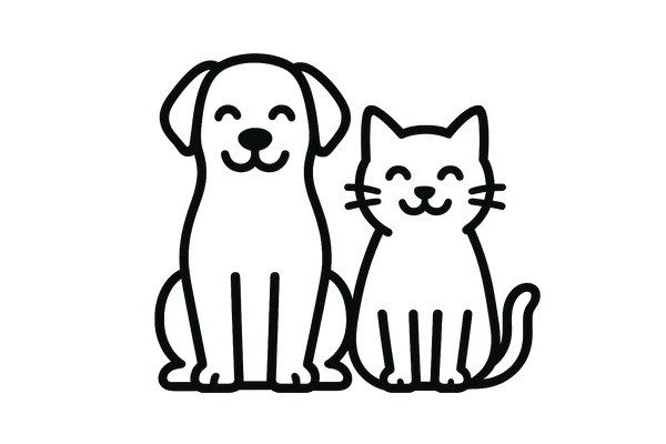 icon outline of dog and cat smiling 