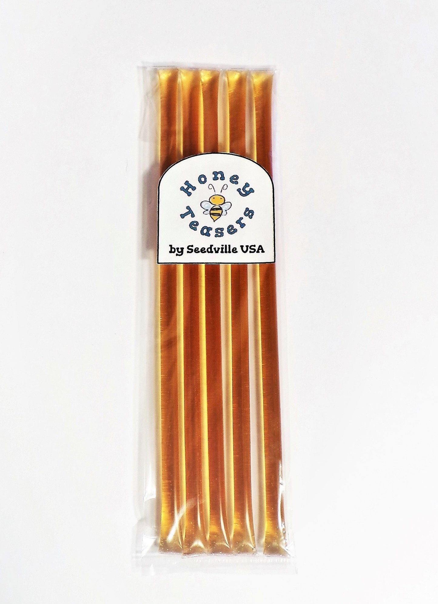 5 Pack ORANGE HONEY TEASERS Natural Honey Snack Sticks Honeystix Straws