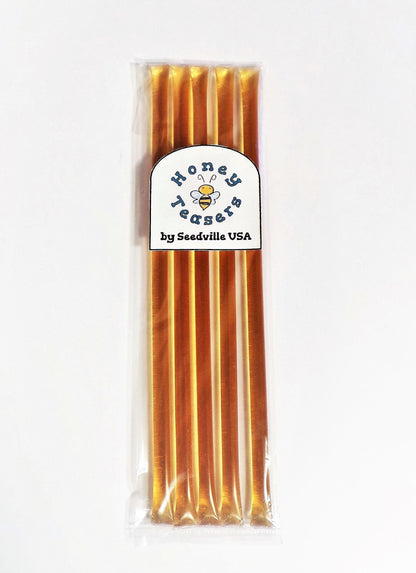 5 Pack ORANGE HONEY TEASERS Natural Honey Snack Sticks Honeystix Straws