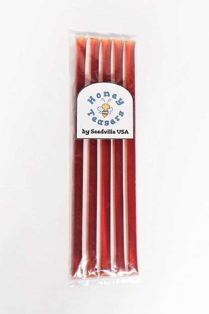 5 Pack CHERRY HONEY TEASERS Natural Honey Snack Sticks Honeystix Straws
