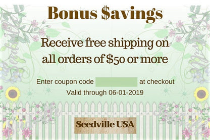Seedville USA Shop Gift Certificate - Garden Gate Design - By Email or Postal Mail - You Choose Amount