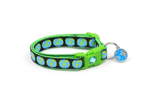 Earth on Black Cat Collar