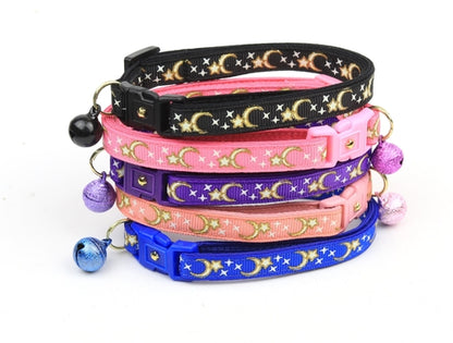 Gold Moons and Stars on Royal Blue Cat Collar
