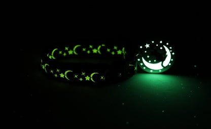 Gold Moons and Stars on Royal Blue Cat Collar