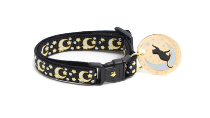 Gold Moons and Stars on Black V2 Cat Collar