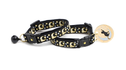 Gold Moons and Stars on Black V2 Cat Collar