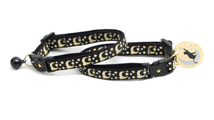 Gold Moons and Stars on Black V2 Cat Collar