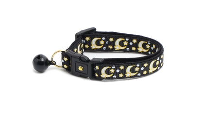 Gold Moons and Stars on Black V2 Cat Collar
