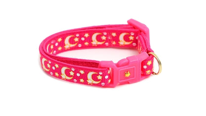 Gold Moons and Stars on Hot Pink Cat Collar