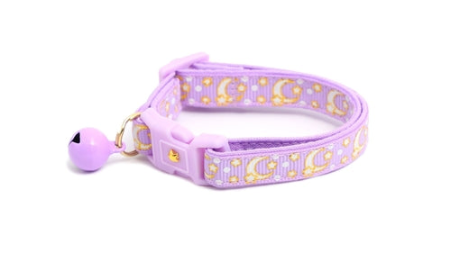 Gold Moons and Stars on Pastel Purple Cat Collar
