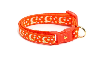 Gold Moons and Stars on Orange Cat Collar