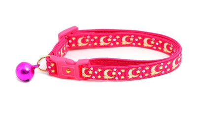 Gold Moons and Stars on Hot Pink Cat Collar