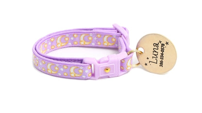 Gold Moons and Stars on Pastel Purple Cat Collar