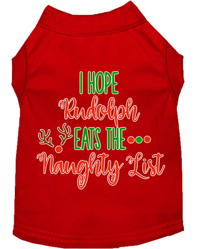 Christmas Pet Dog & Cat Shirt, "I Hope Rudolph Eats The Naughty List"