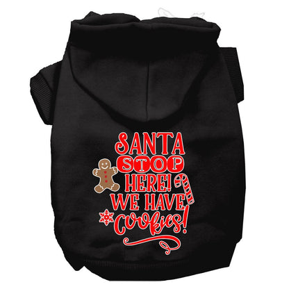 Christmas Pet Hoodie Screen Printed, "Santa Stop Here, We Have Cookies"