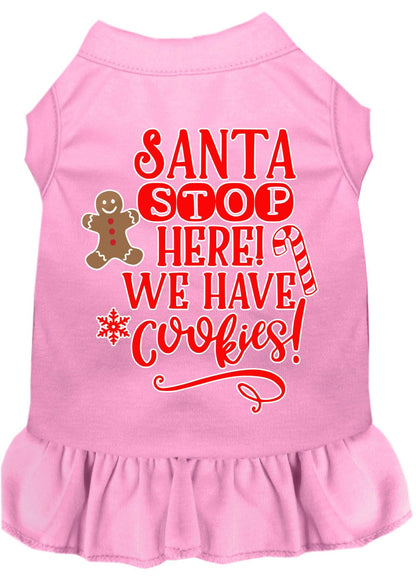 Christmas Pet Dress Screen Printed, "Santa Stop Here, We Have Cookies"