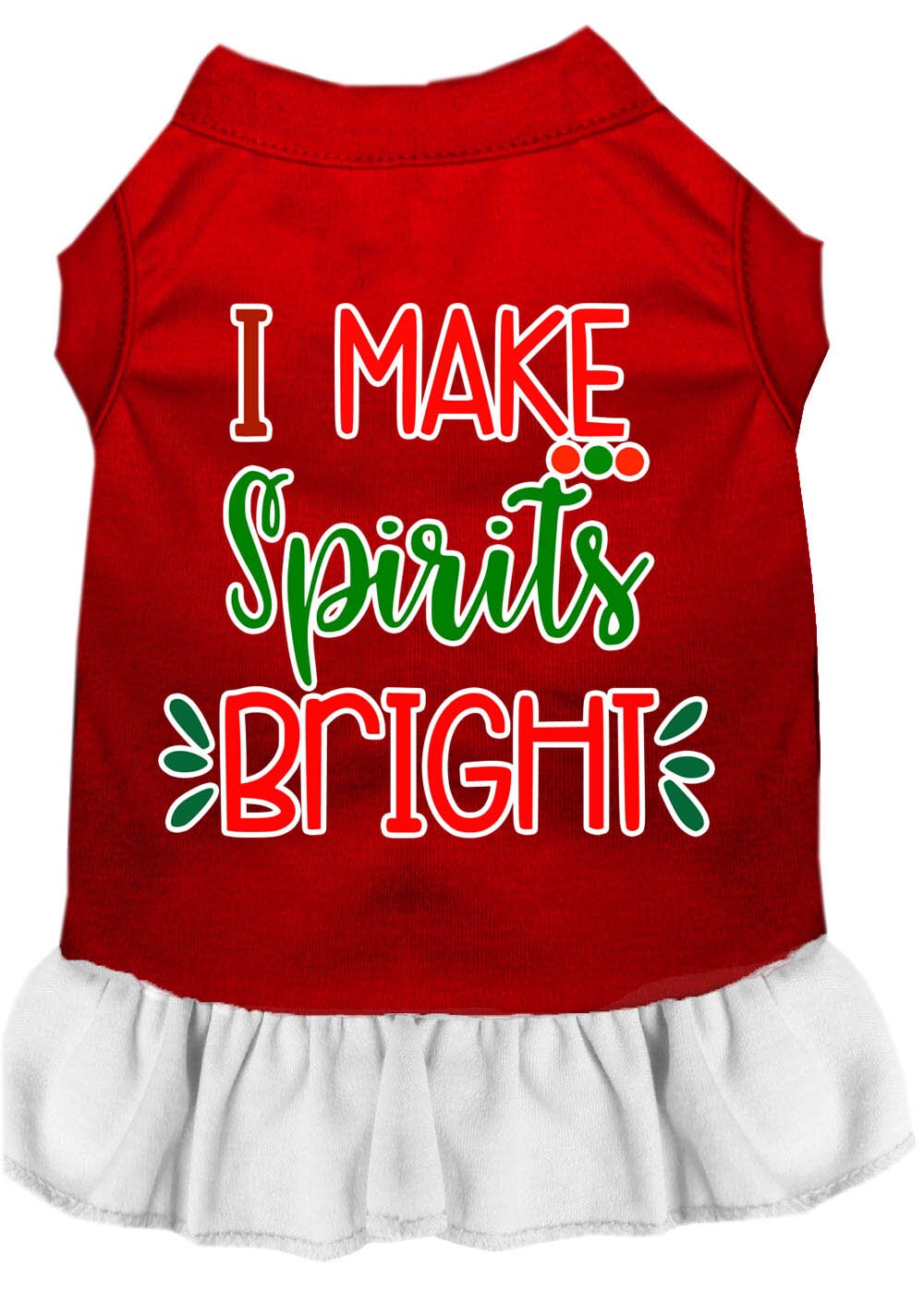 Christmas Pet Dress Screen Printed, "I Make Spirits Bright"