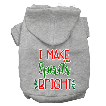 Christmas Pet Hoodie Screen Printed, "I Make Spirits Bright"