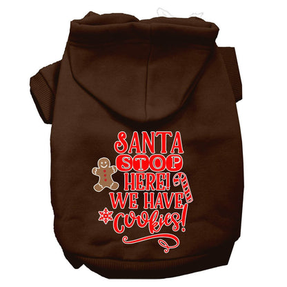 Christmas Pet Hoodie Screen Printed, "Santa Stop Here, We Have Cookies"