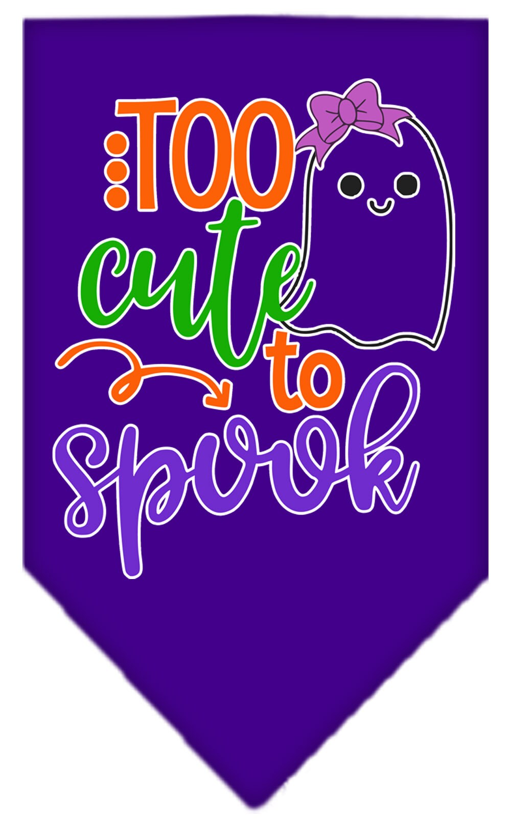 Halloween Pet and Dog Bandana, "Too Cute To Spook - Girly Ghost"