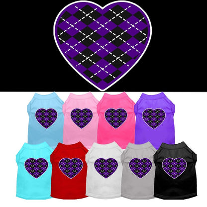 Pet Shirt "Argyle Heart Purple"