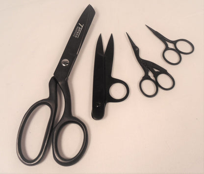Sewing Scissor collection of 4 (matte black premium)
