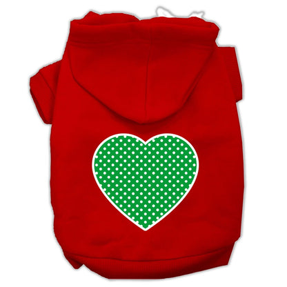 Pet Hoodie "Green Swiss Dots Heart"