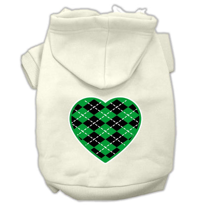 Pet Hoodie "Green Argyle Heart"