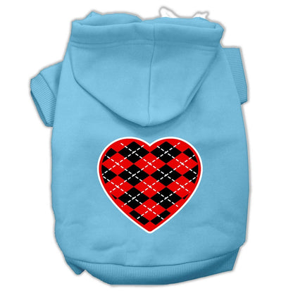 Pet Hoodie "Red Argyle Heart"