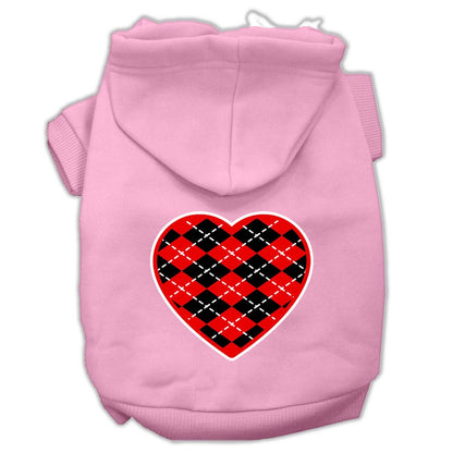 Pet Hoodie "Red Argyle Heart"