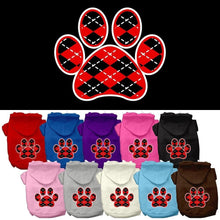Pet Hoodie "Red Argyle Paw"