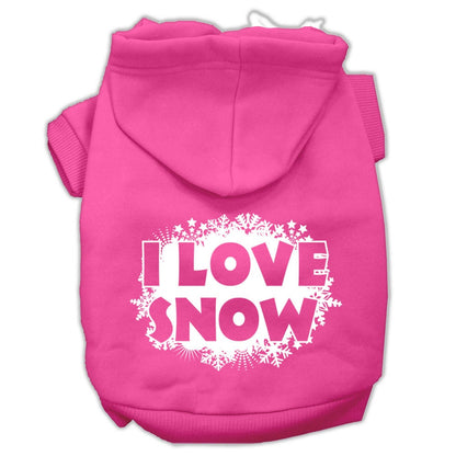 Christmas Pet Hoodie Screen Printed, "I Love Snow"
