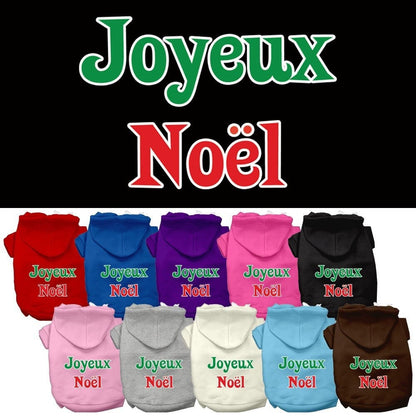 Christmas Pet Hoodie Screen Printed, "Joyeux Noel"